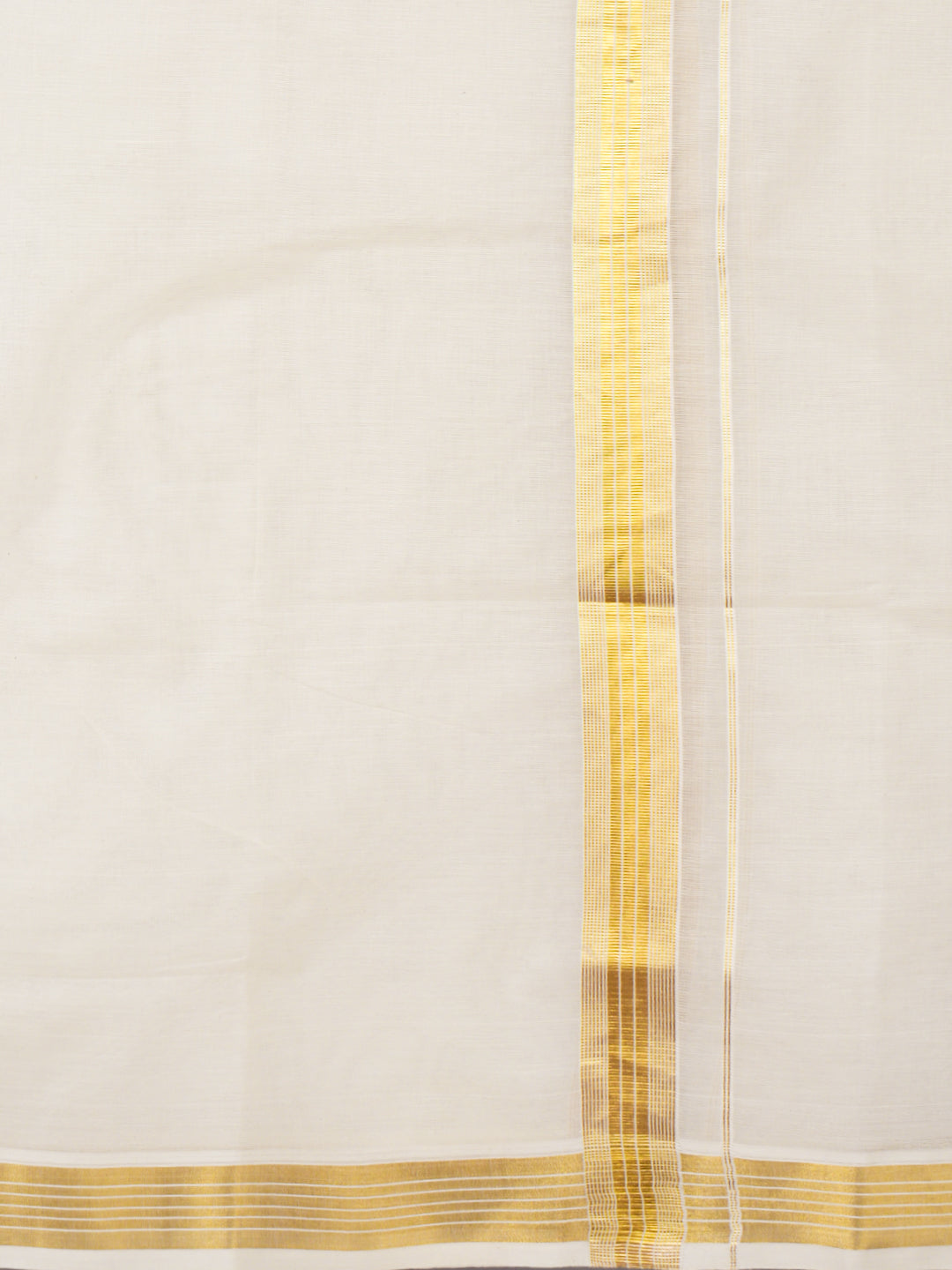 Men Kora Cotton Double Layer Dhoti with Gold Jari Border GC07