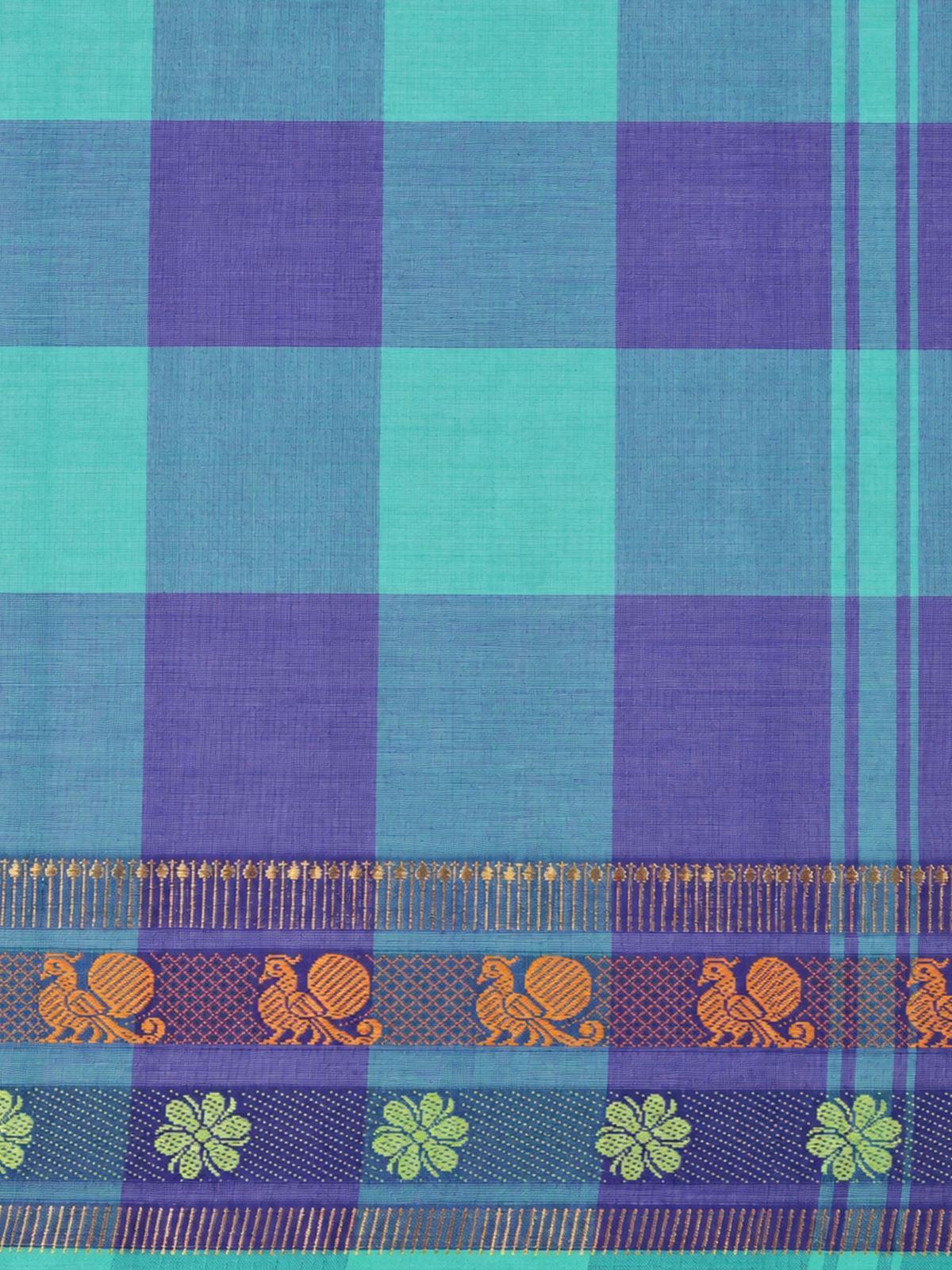 Women Chettinad Cotton Violet with Green Saree CCS17