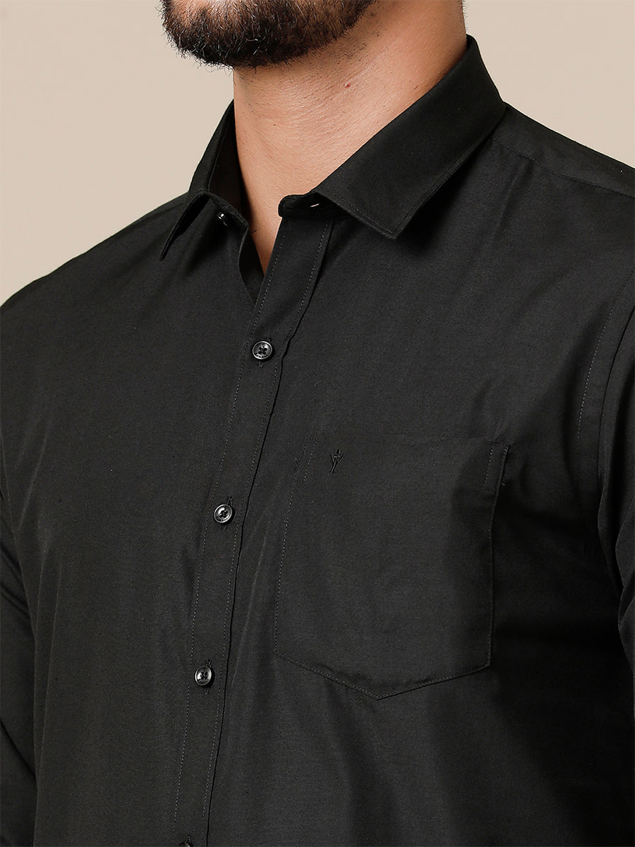 Men Devotional Half Sleeves Shirt & Dhoti Set Black