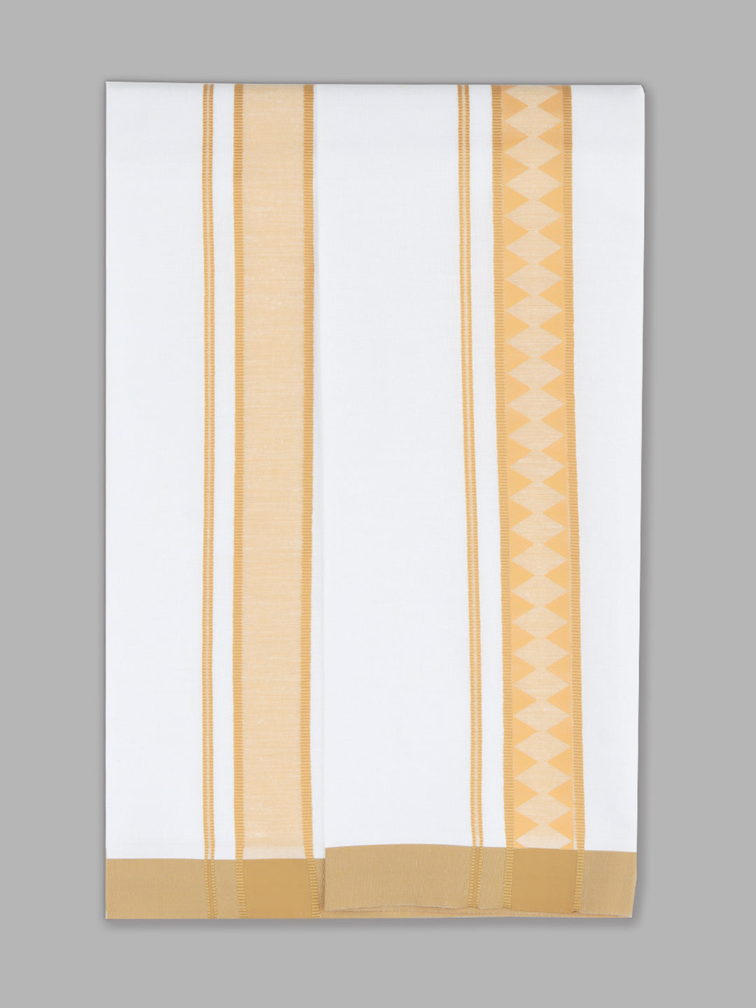 Men Single Layer Cotton Blend White Dhoti with Double Side Fancy Border HM 03