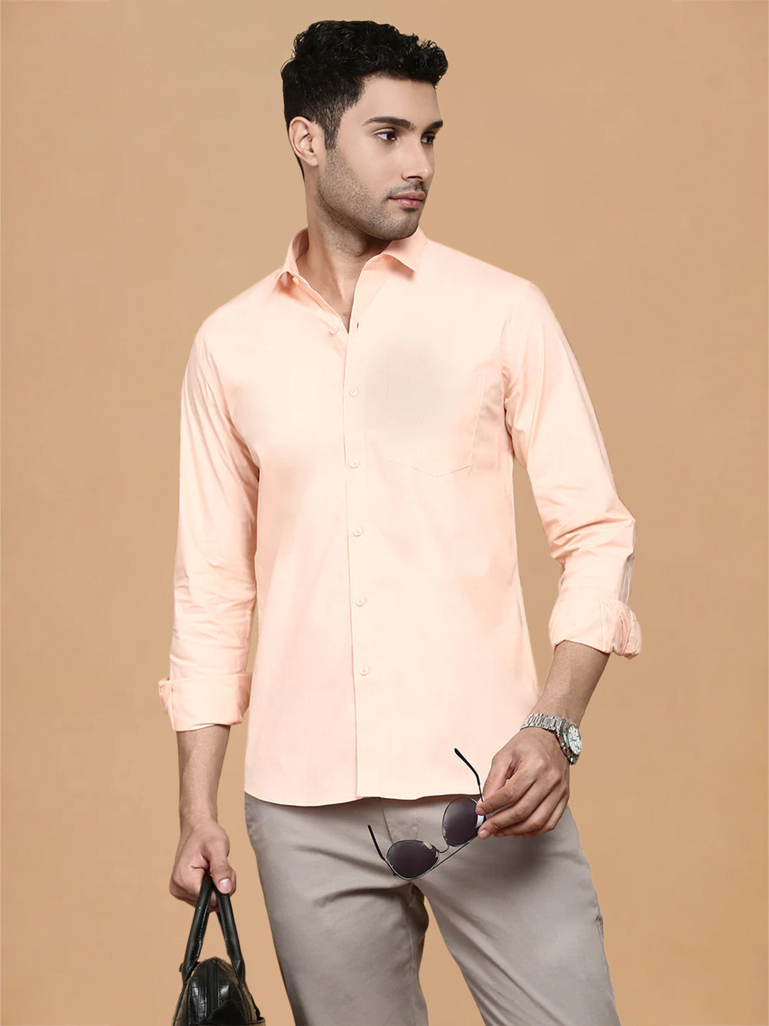 Cotton Spandex LT Safroon 2 Way Stretch Smart Fit Shirt LY7