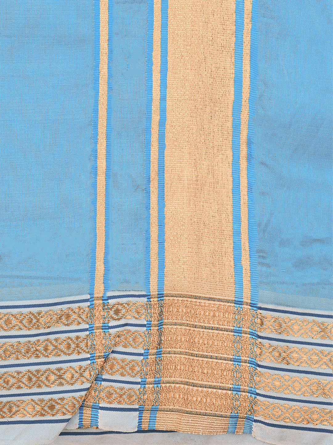 Men Art Silk Panchakacham with Angavashtram Blue(9+5)