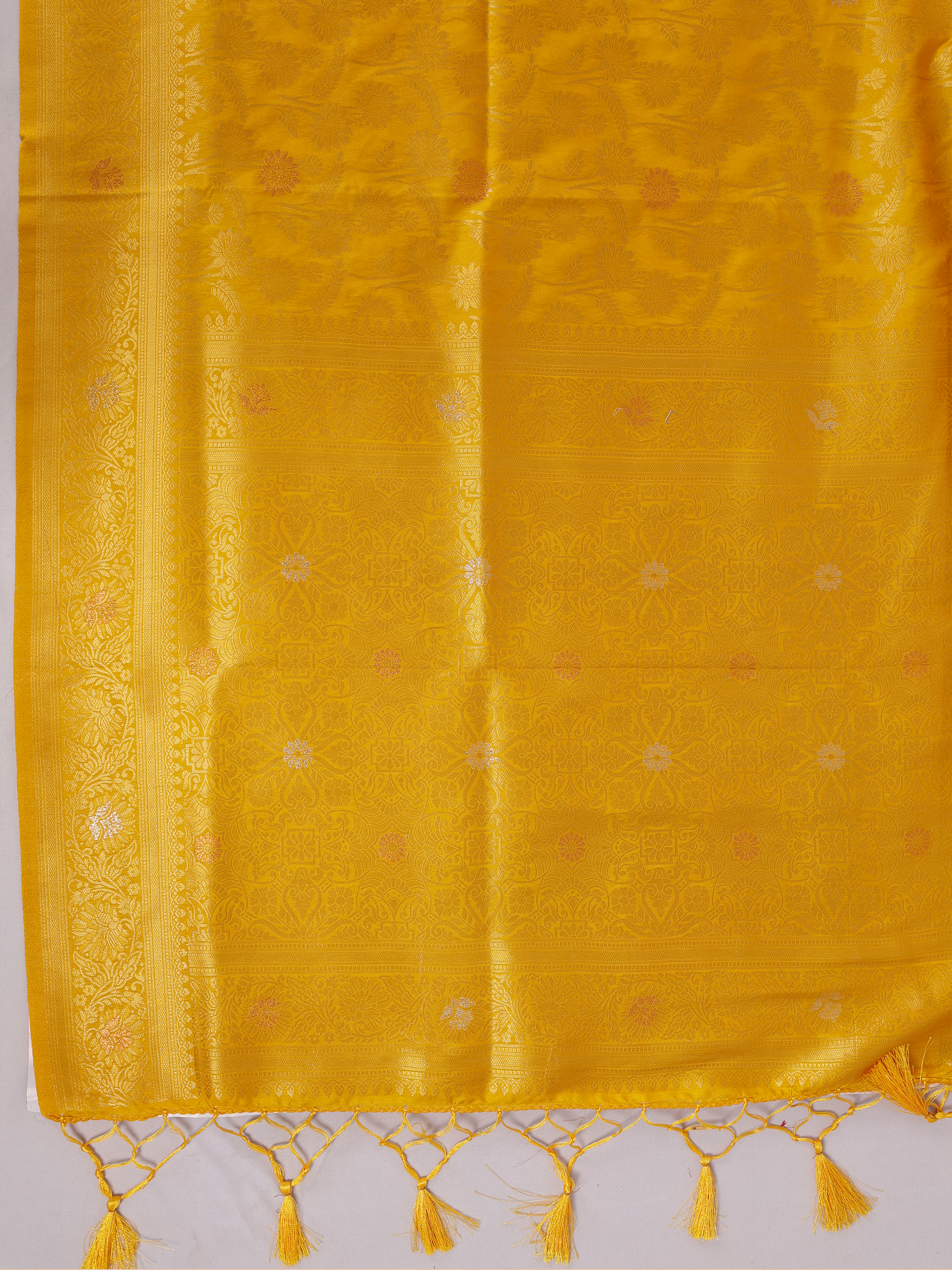 Women Semi Tussar Golden Yellow Saree ST359