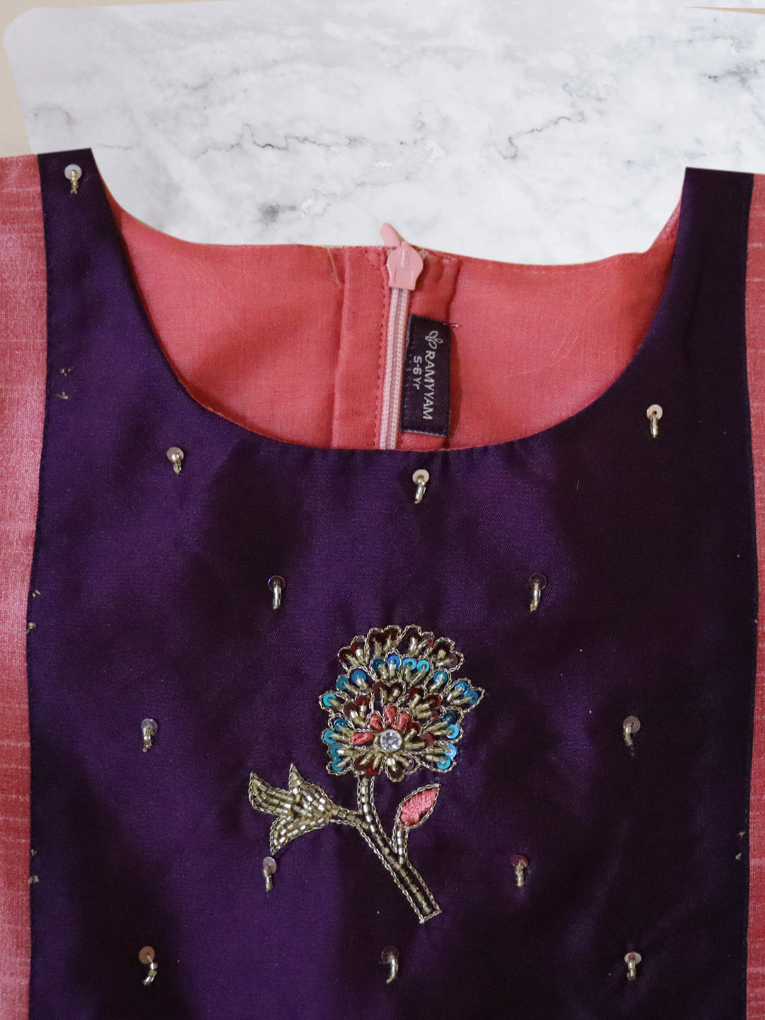 Girls Traditional Silk Cotton Skirt Set Grapewine with Pink GPS24