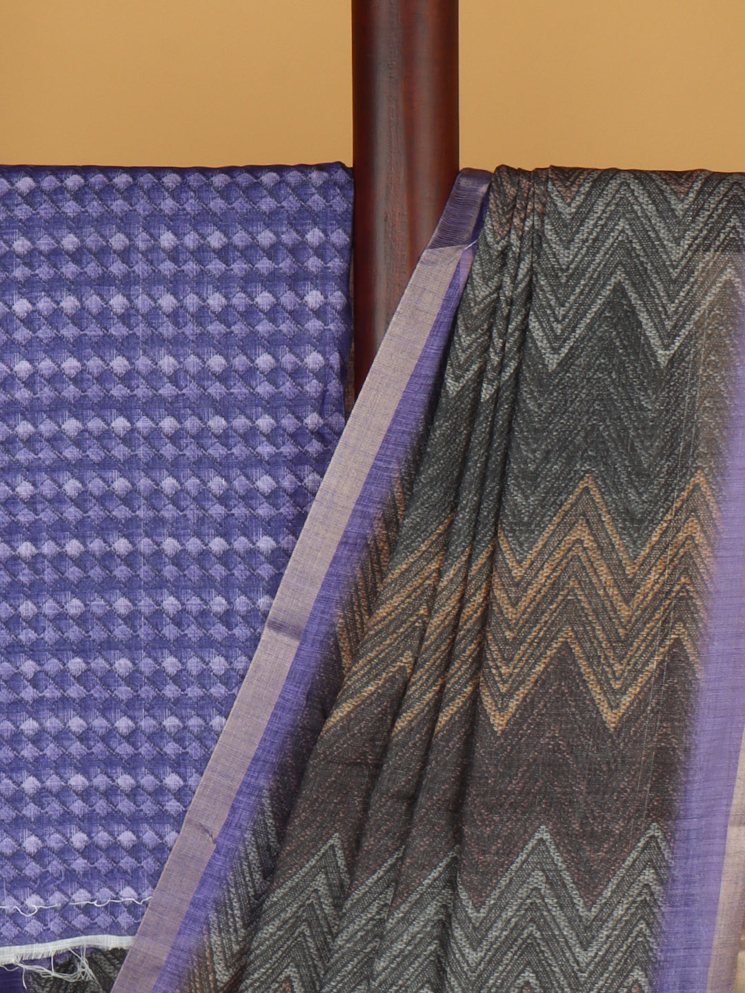 Women Lavender Semi Linen Saree SL222