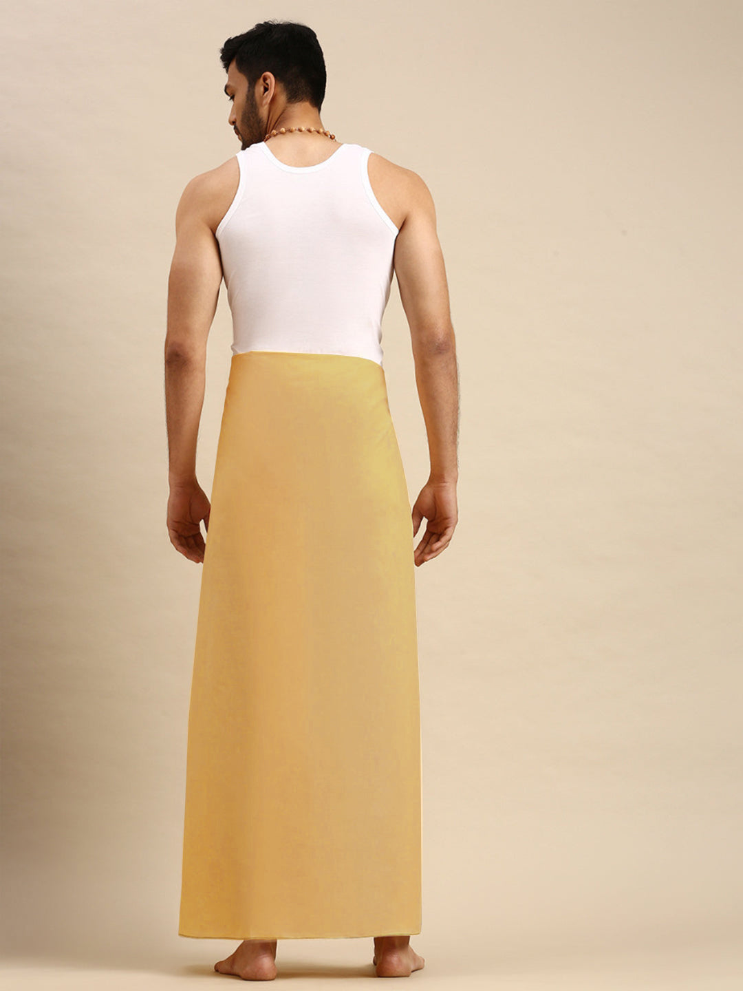 Men 100% Cotton Single Layer Light Kaavi Dhoti with Assorted Border Sudhan