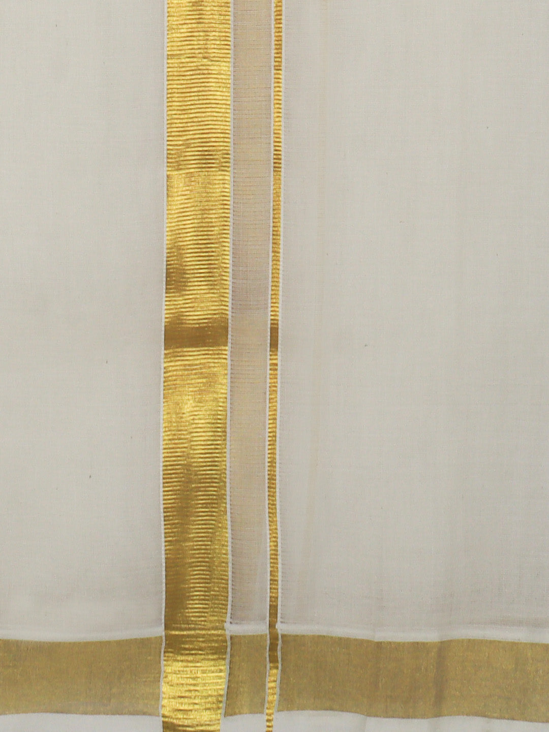 Men Kora Cotton Double Layer Dhoti with Gold Jari Border Chingam 5028