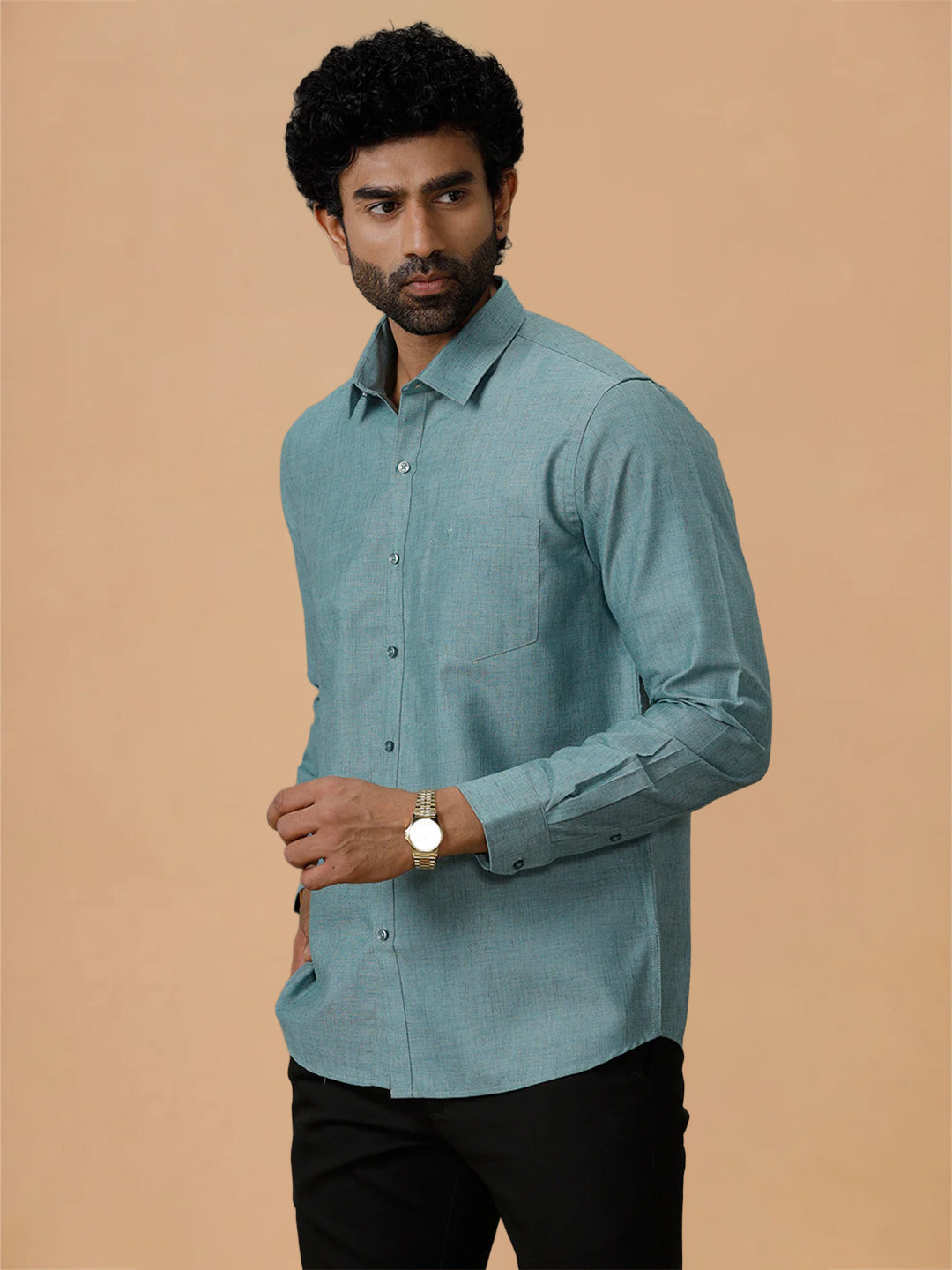 Cotton Rich Pine Green Regular Fit Shirt Trendy 8 YH5