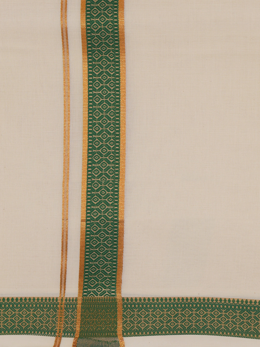 Double Layer 100% Cotton Cream Kora Dhoti with Colour Jari Border - CF02