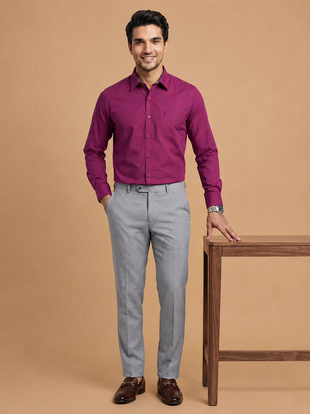 Pack of 2 | 100% Cotton Smart Fit Shirts - Deep Pink & Blue