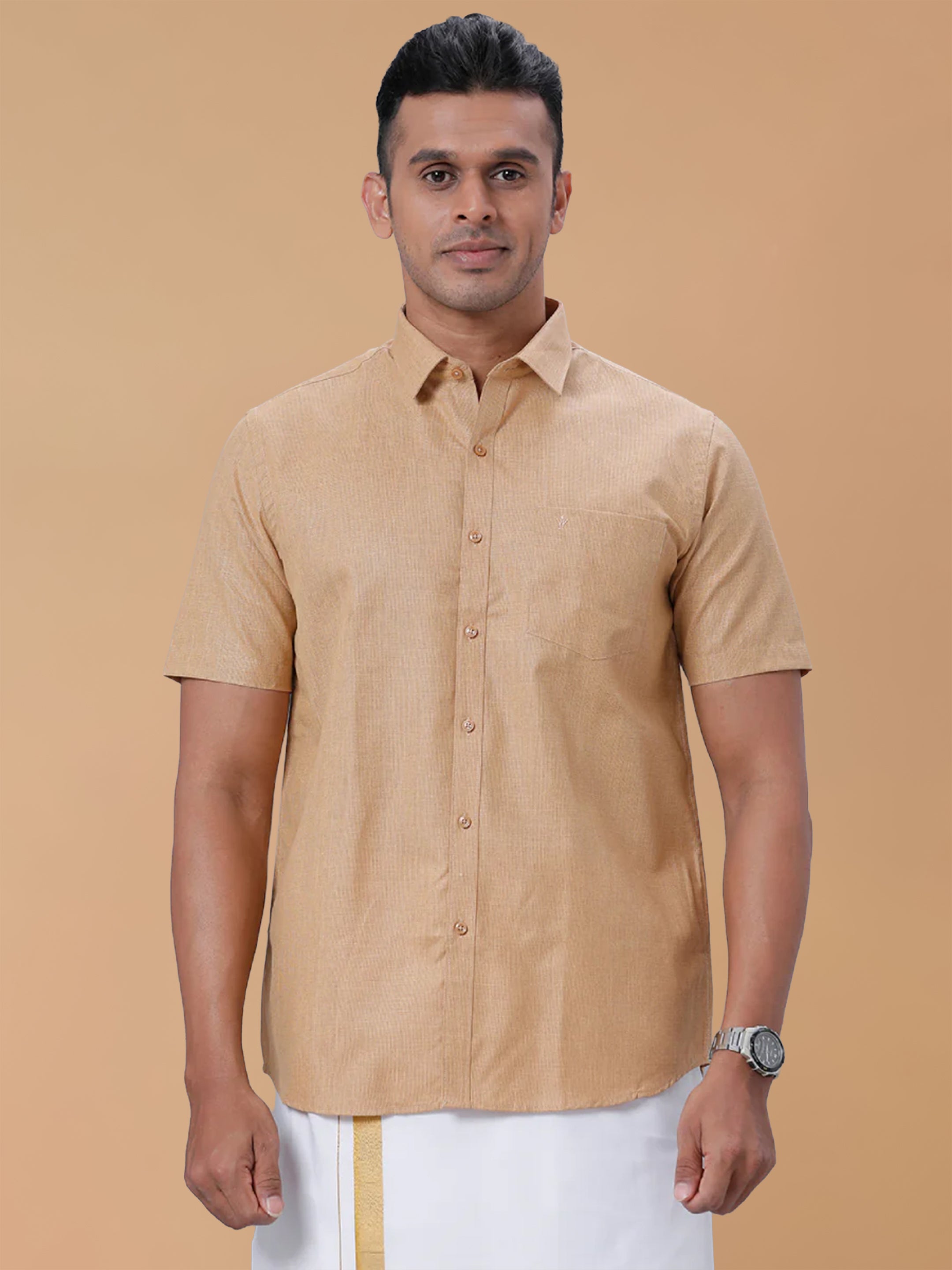 Cotton Rich Khaki Regular Fit Shirt T1 GC15