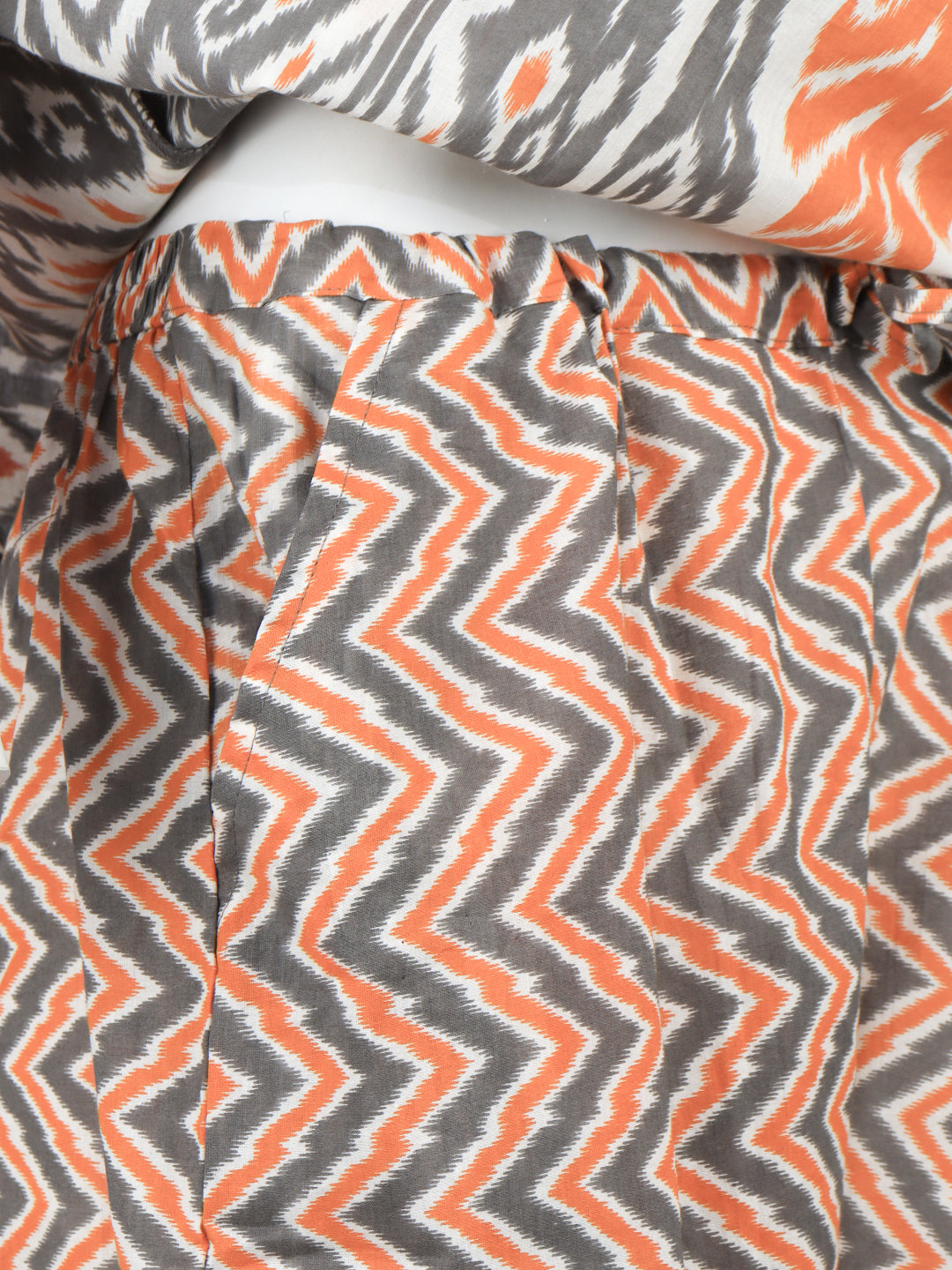 Women Cotton Printed Kurti Set Grey EKS48