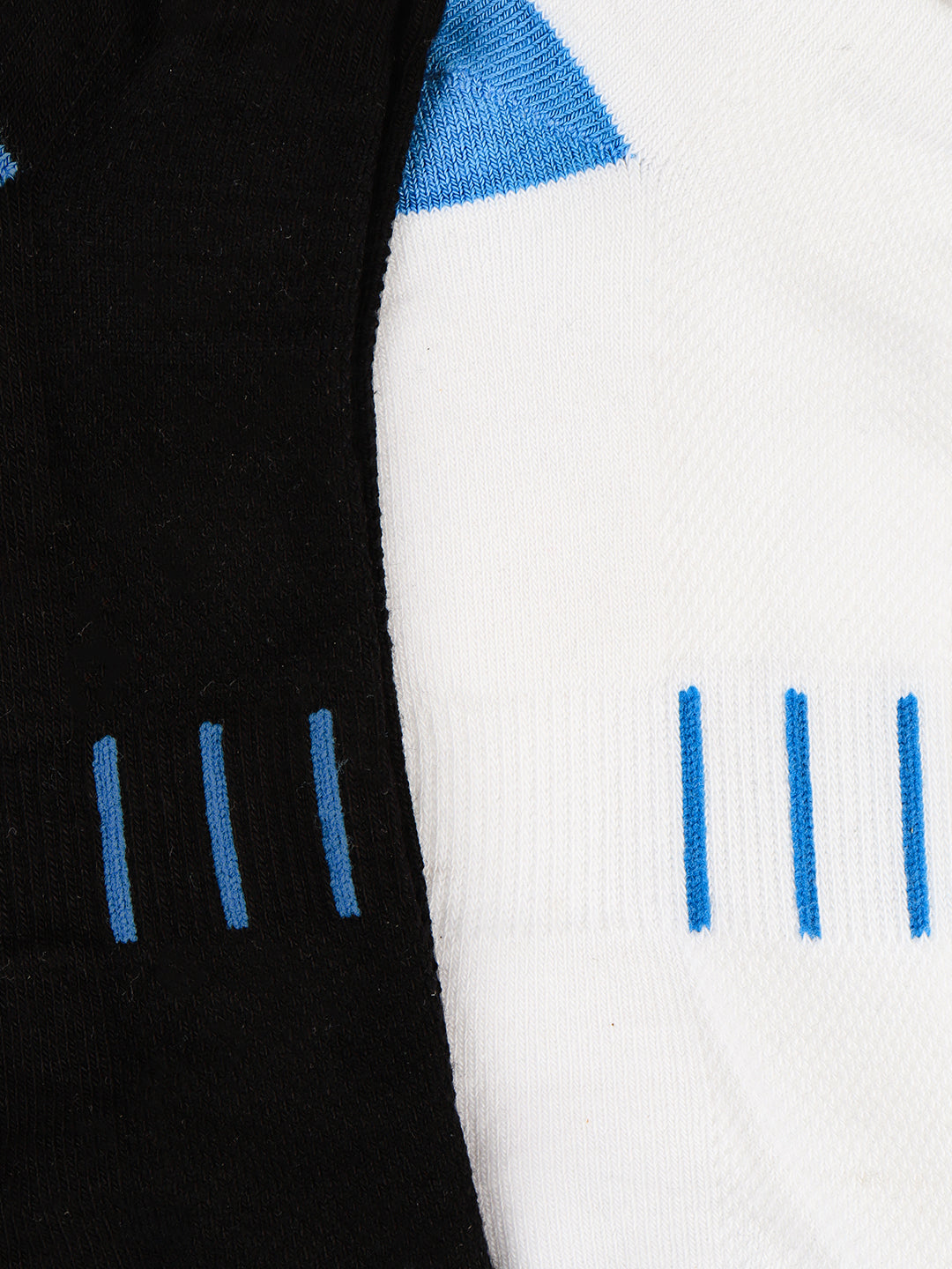 Men Bamboo Sports Low Show Socks Black & White SLD1
