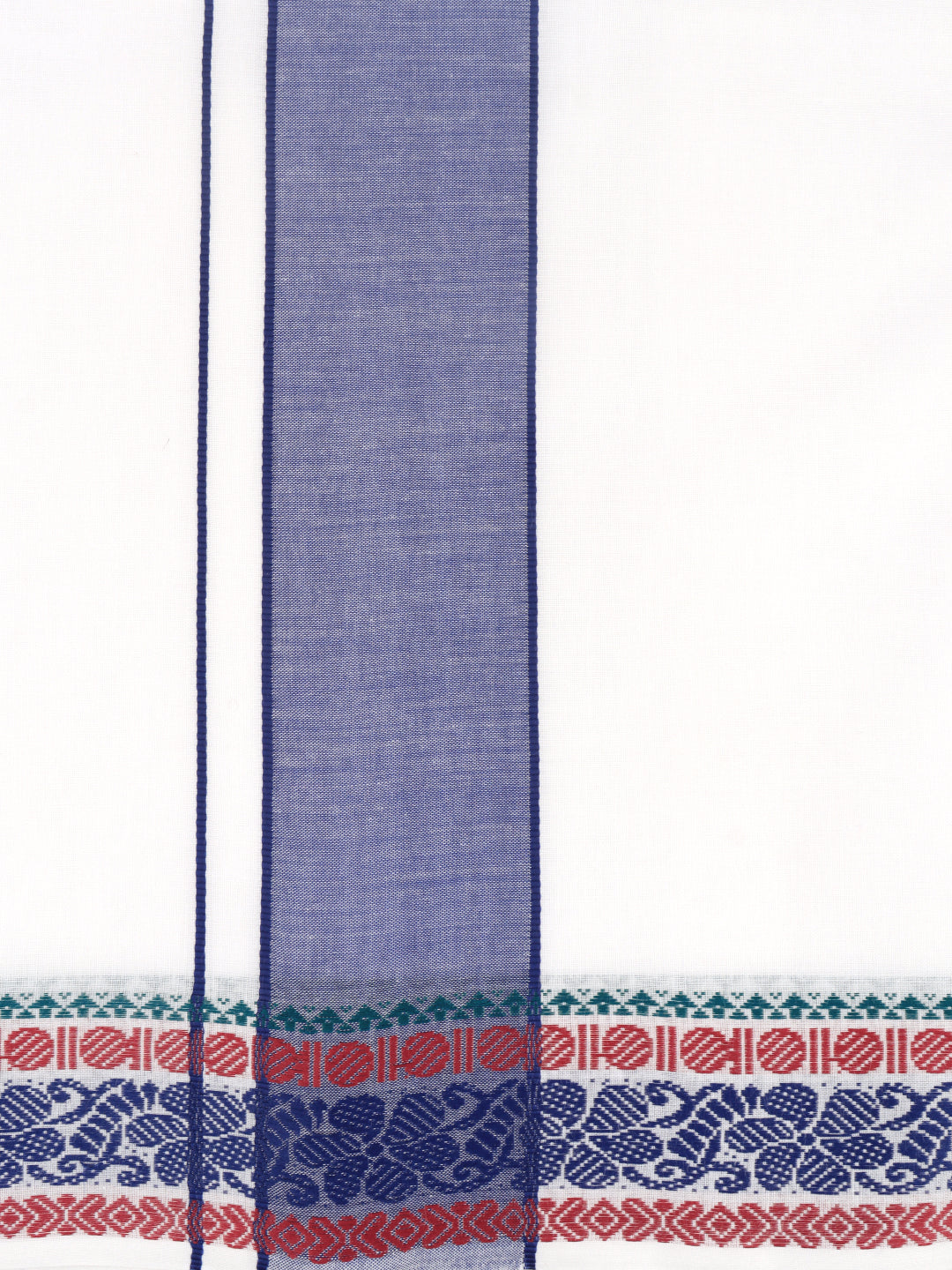 Men Cotton Navy Fancy Border Panchakacham with Angavasthram (9+5) JD10