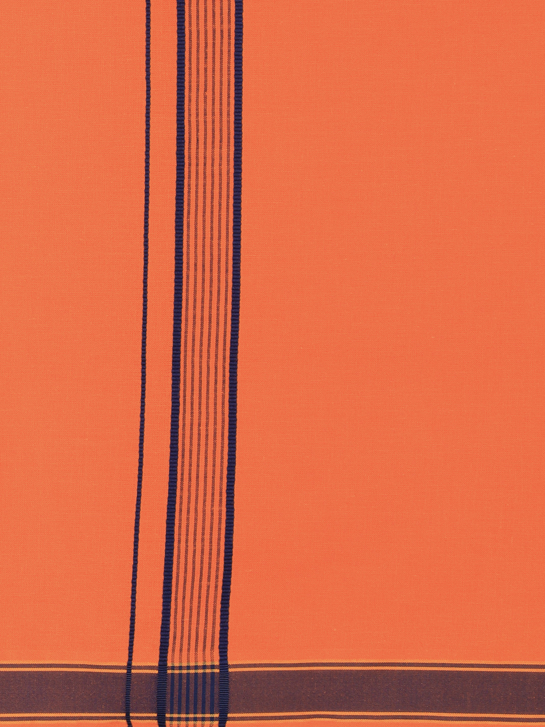 Men Cotton Blend Single Layer Orange Dhoti with Fancy Border Charming Line 16