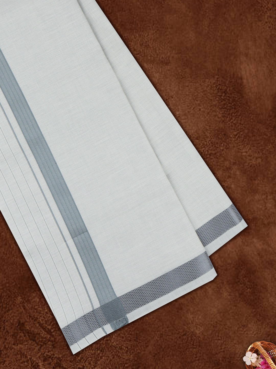 Men Tissue Grey Dhoti & Shirting Set Celebrity Delight