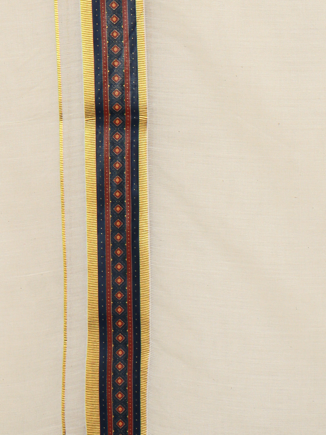 Men Kora Cotton Double Layer Dhoti with Double Side Fancy Jari Border PR14