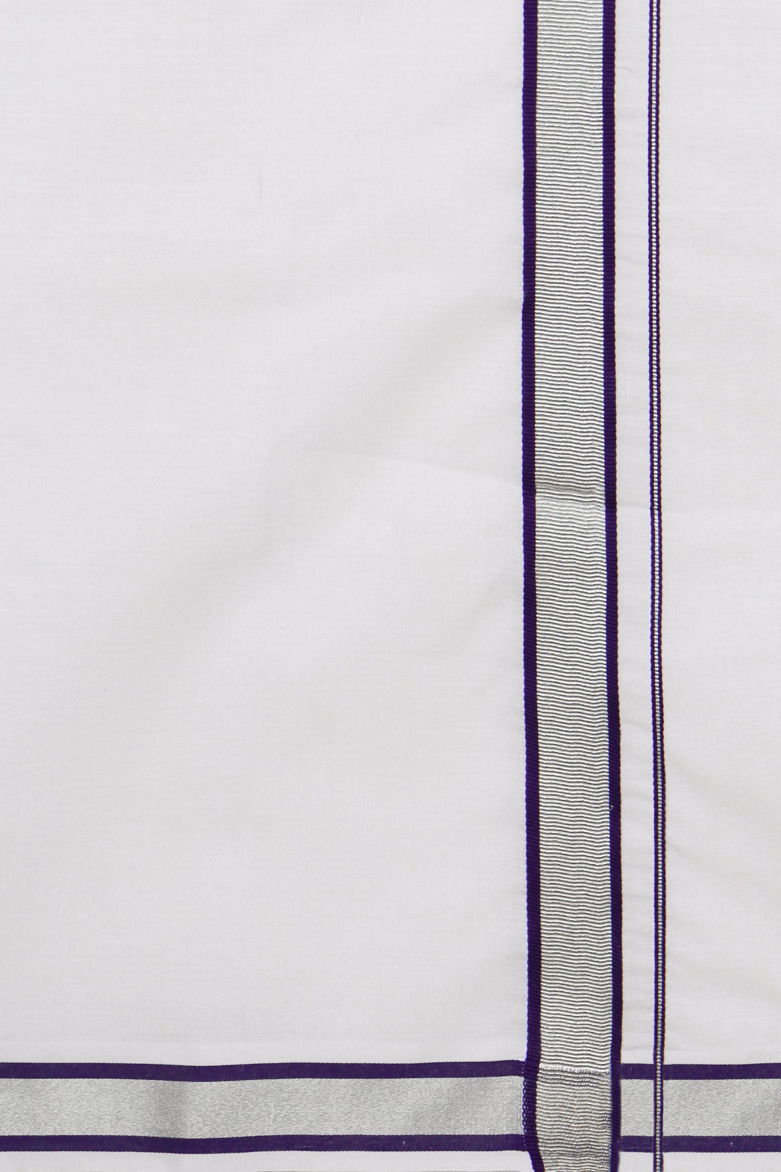 Men Cotton Blend Readymade Single Layer White Dhoti with Fancy Jari Border GASC01