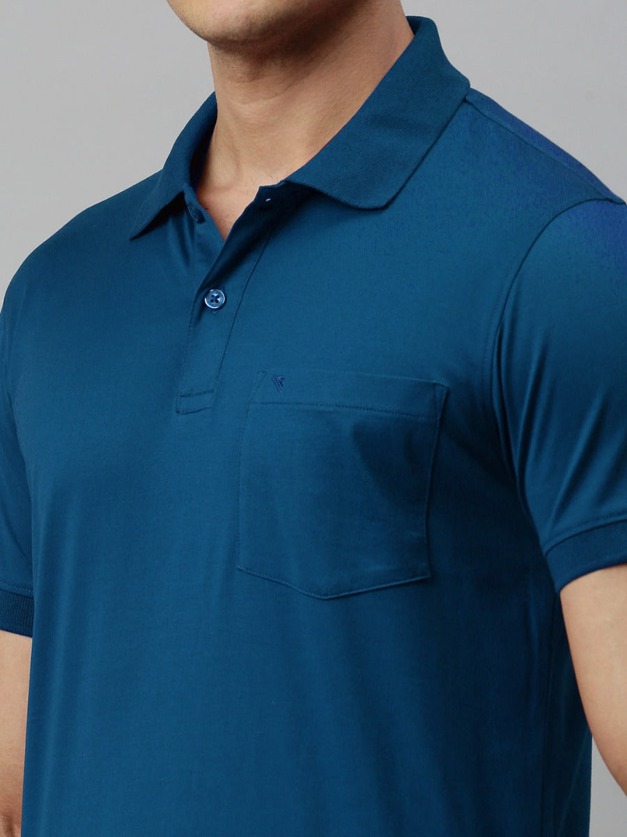 Mercerised Polo Flat Collar T-Shirt Maroon with Chest Pocket MP9-Zoom view