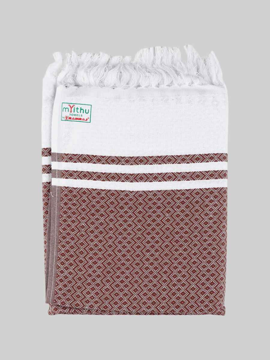 100% Cotton Diamond Design Bath Towel Diamond Plus - Brown