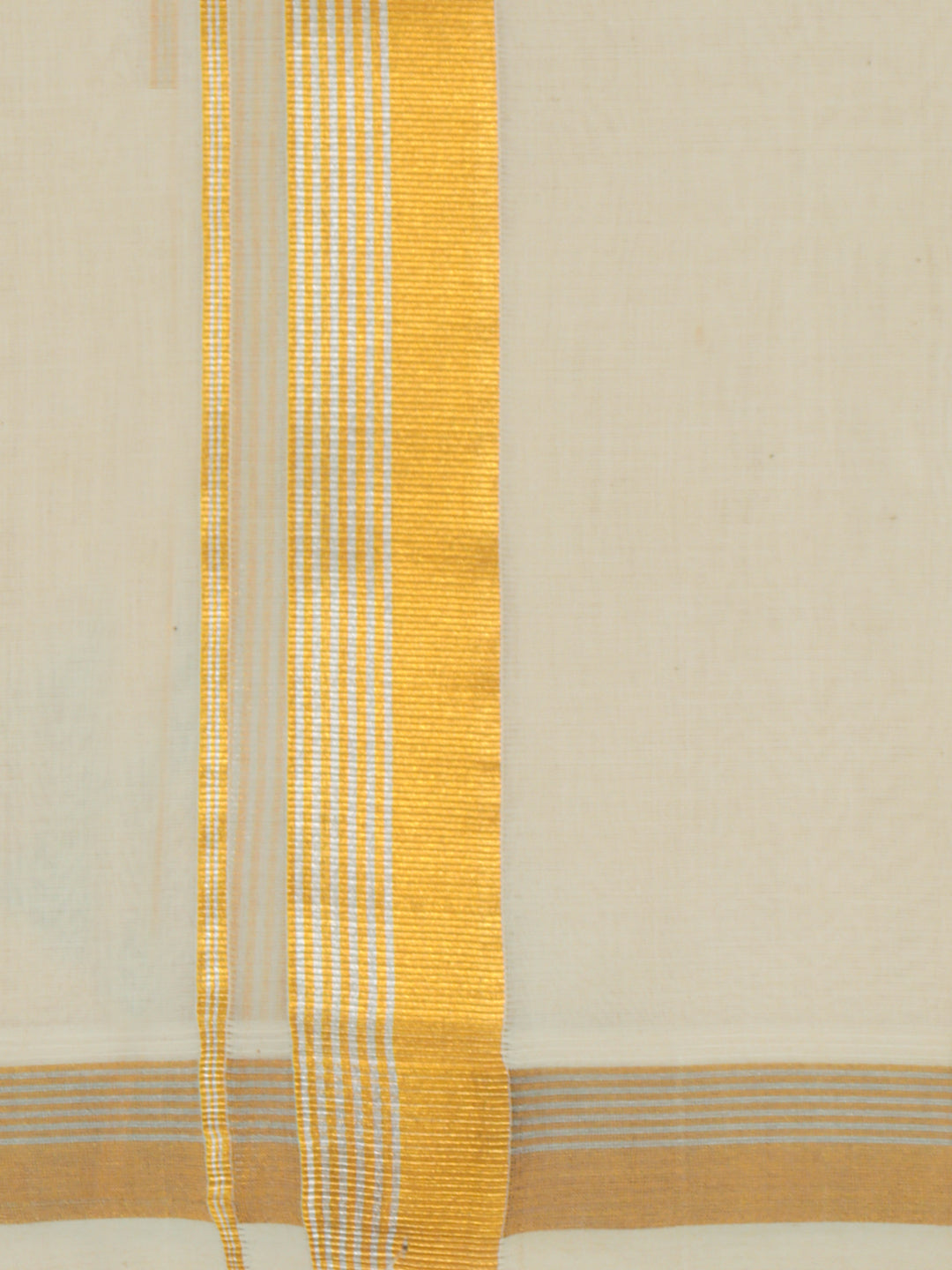 Double Layer Premium Handloom Cream Dhoti with Jari Border - HLM118