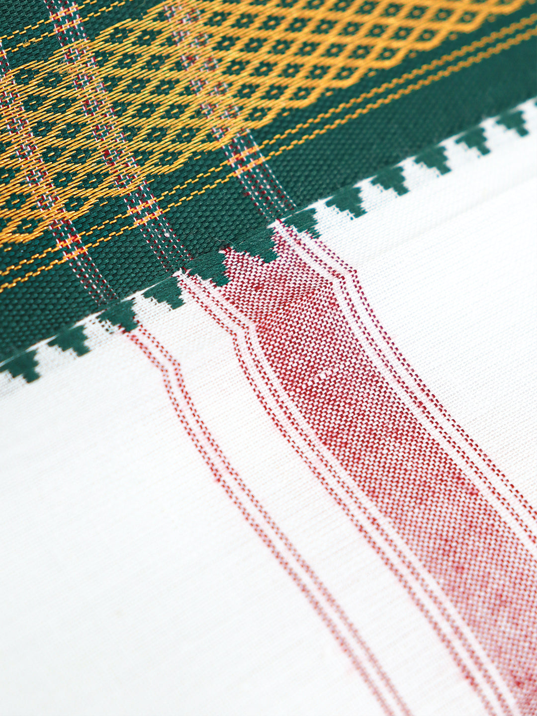 Men Cotton Blend White Angavastram Yamuna Pet