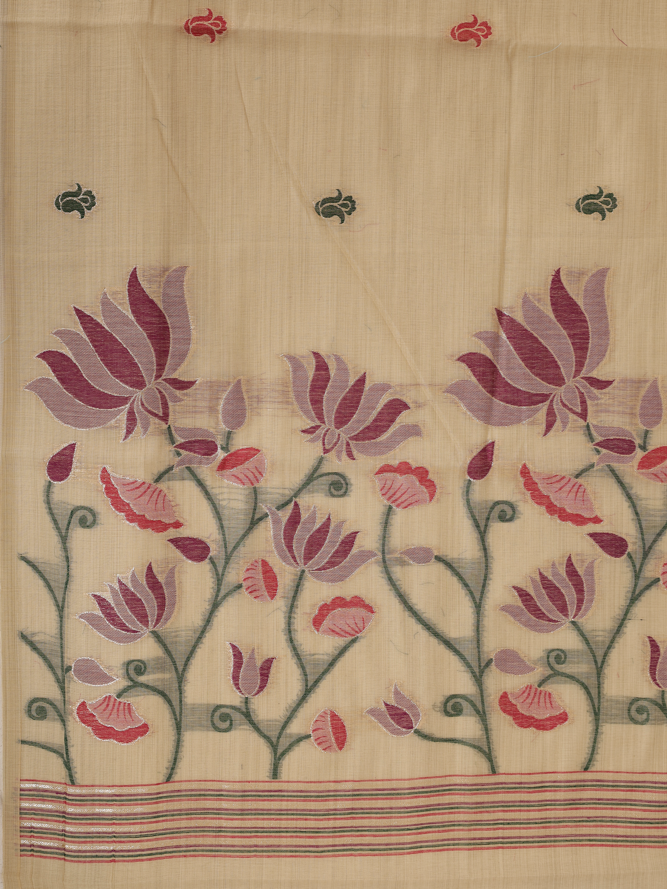 Women Light Brown Spun Poly Printed Saree SP12