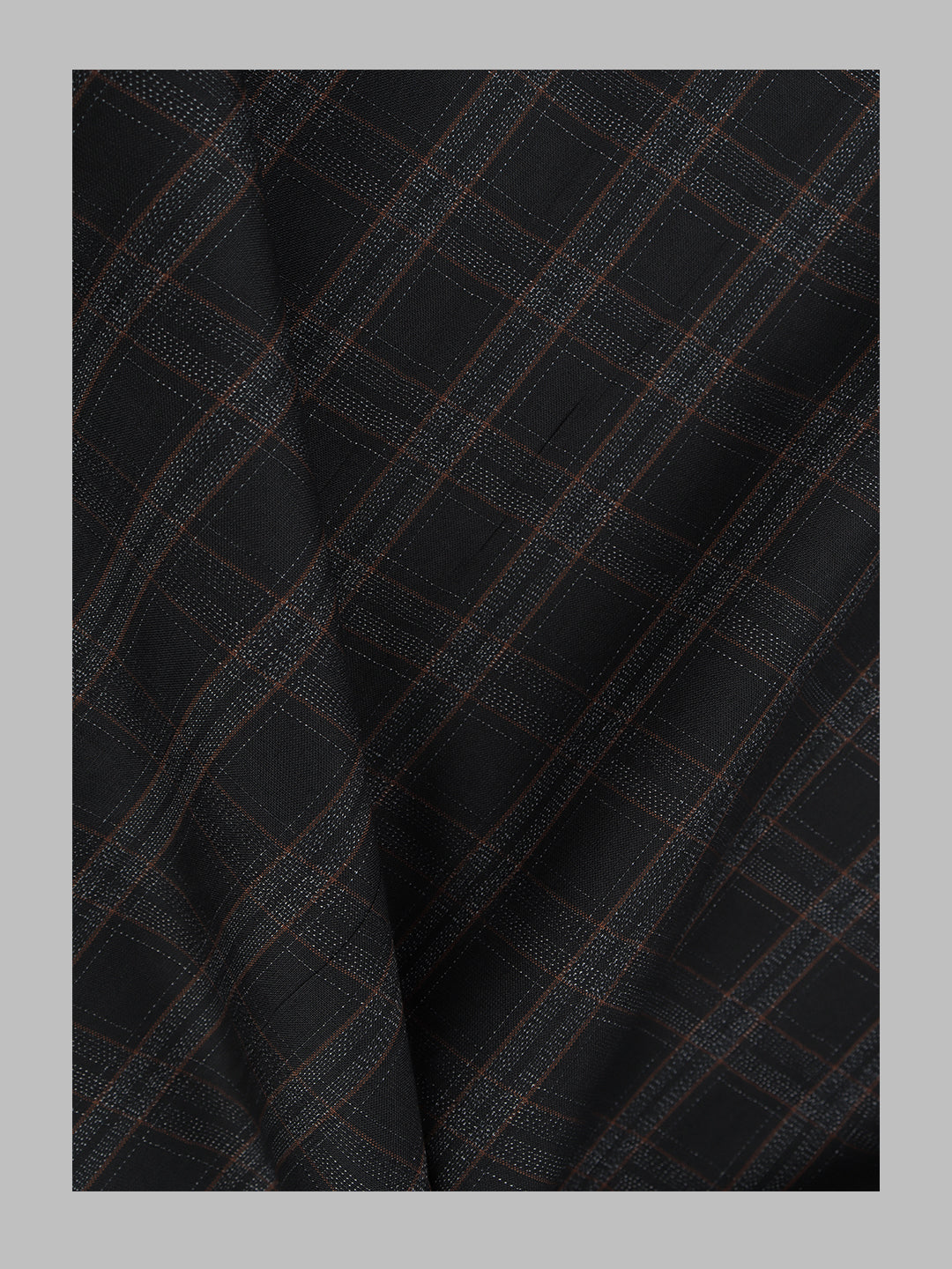 Men Cotton Rich Checked Shirt Fabric Black High Style