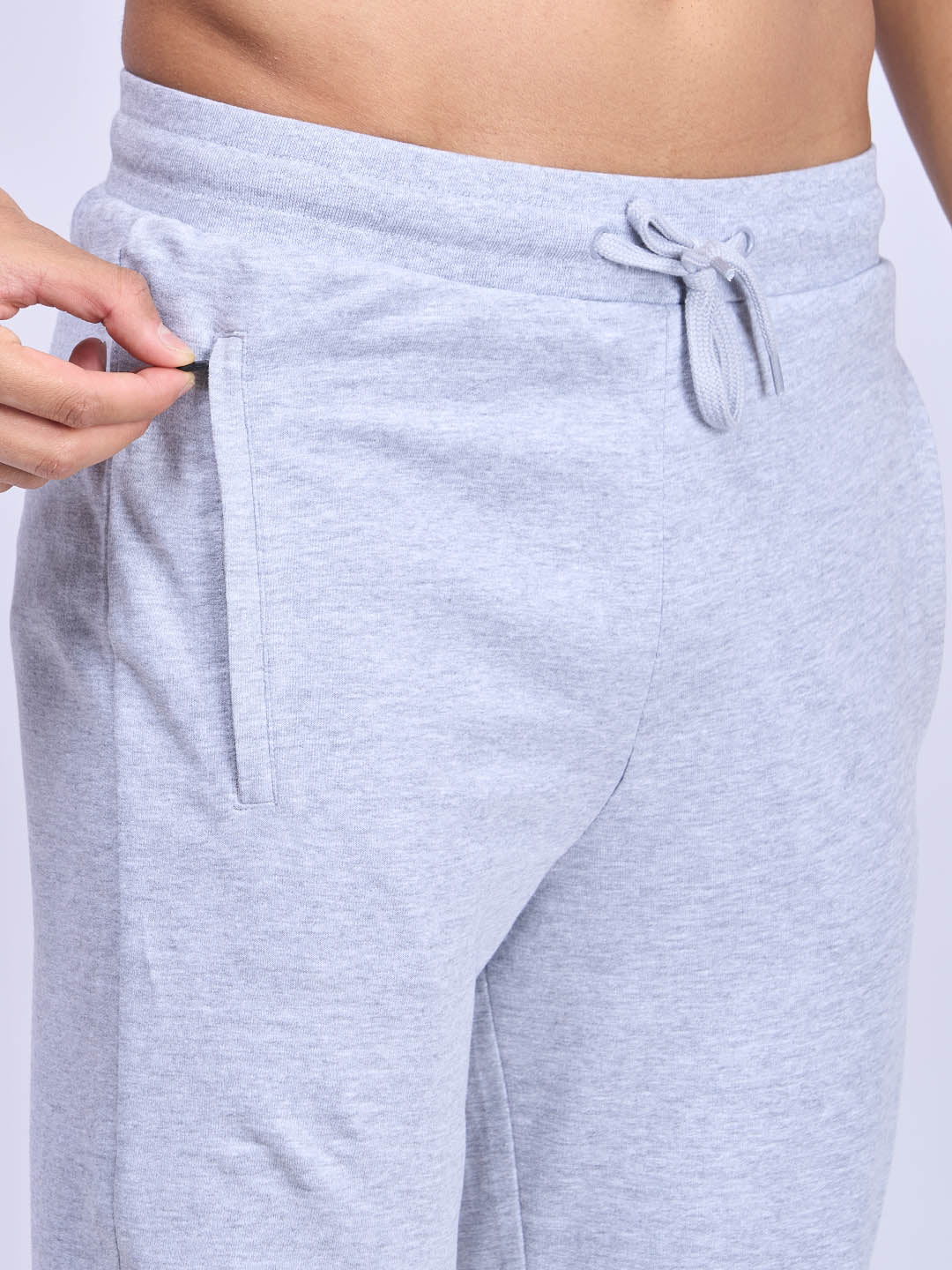 Men Combed Cotton Rich Jogger with Side Pockets Grey Melange EJ1