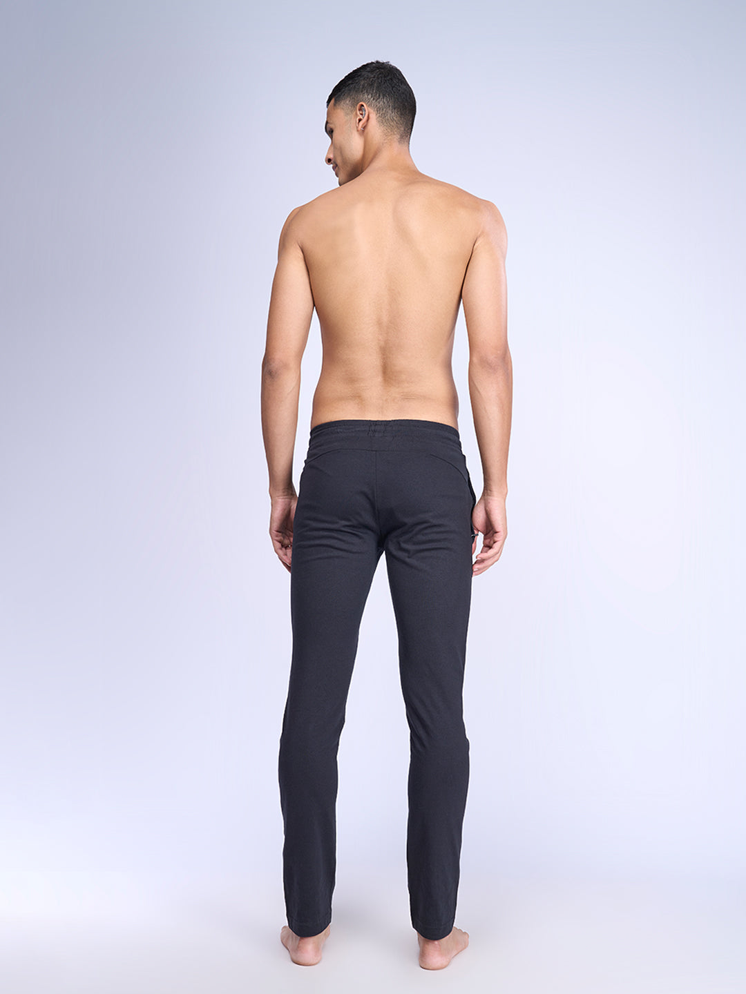 Men Combed Cotton Rich Track Pant with Side Pockets Black ETK1