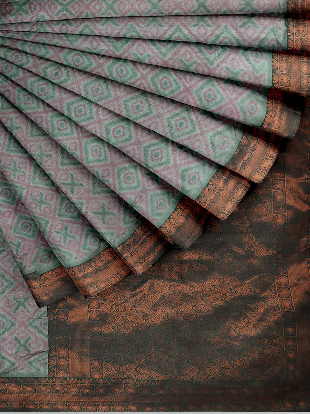 Women Green Art Silk Printed Saree ASS48