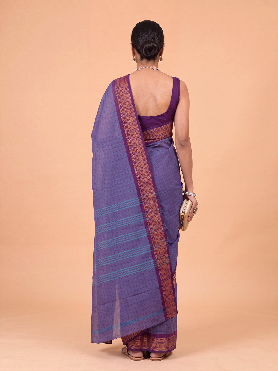 Women Chettinad Cotton Violet Saree CCS09