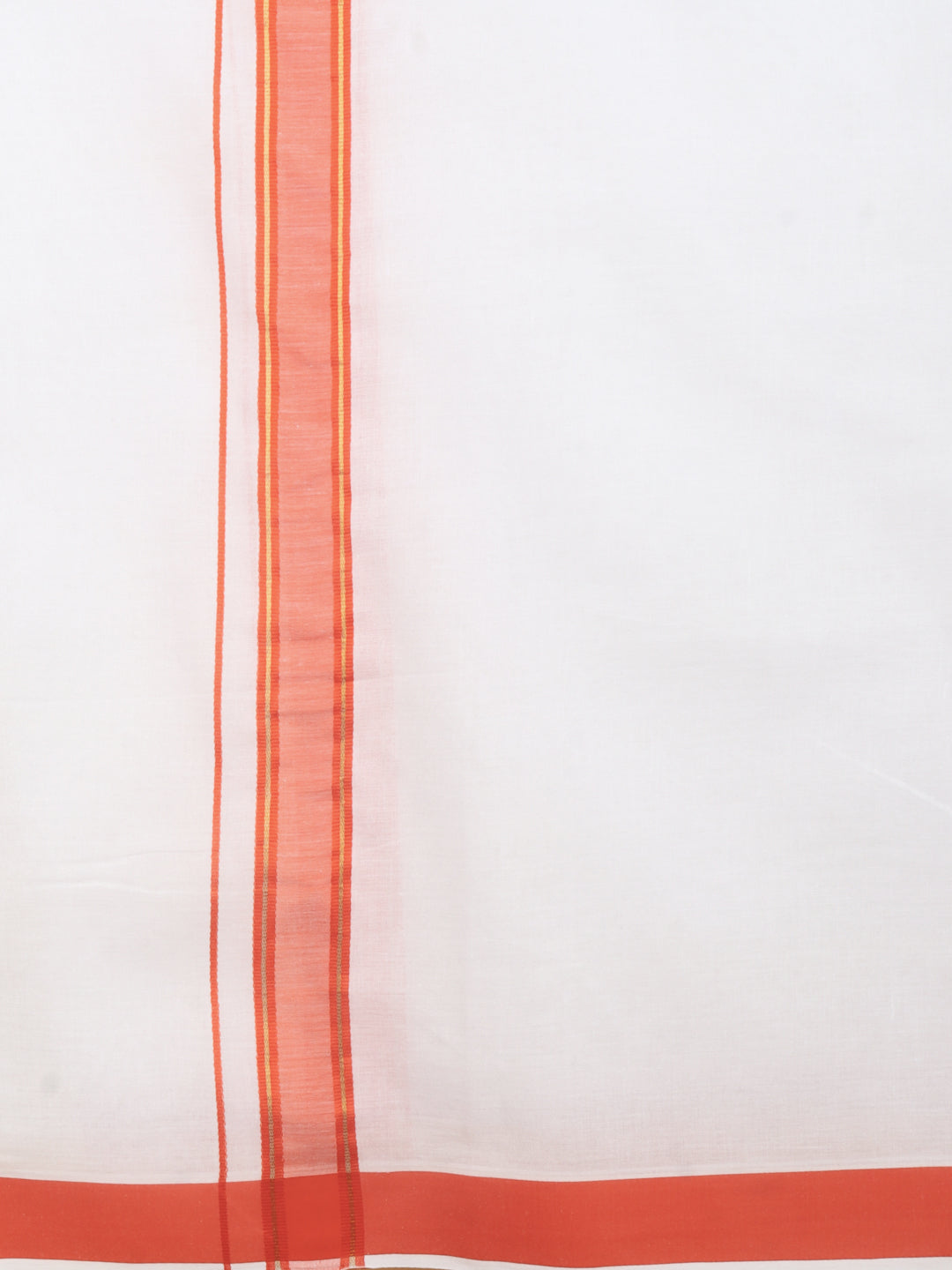 Men Cotton Blend Readymade Double Layer White Dhoti with Fancy Jari Border GFDA13