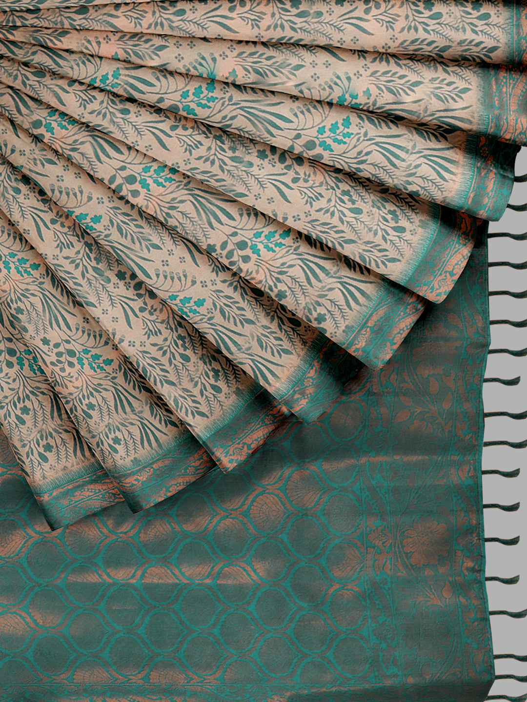 Women Peach Art Silk Printed Saree ASS60