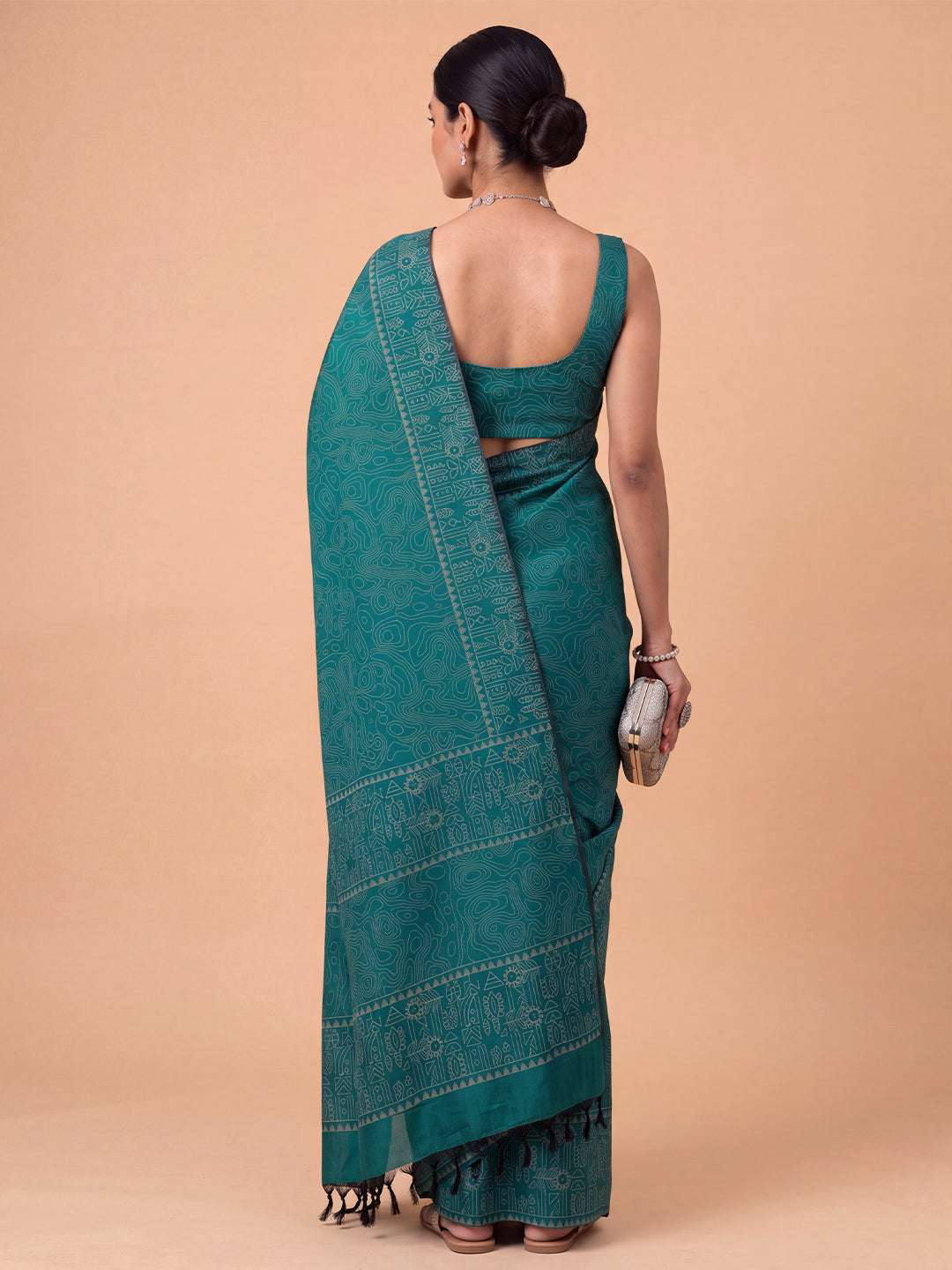 Women Pure Cotton Green Printed Saree PCS282