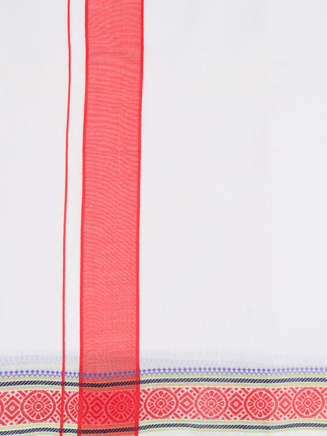 Men Cotton Red Fancy Border Panchakacham with Angavasthram Srirasthu(9+5) SR44