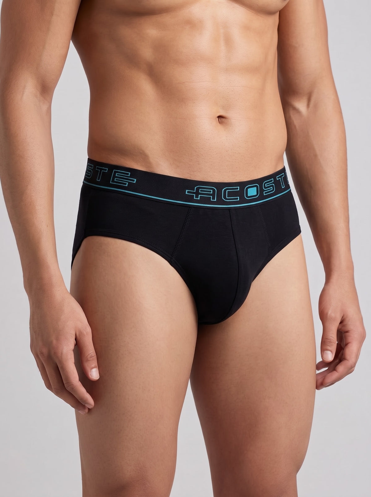 100% Cotton Assorted Colour Outer Elastic Brief Acoste 1015 (Pack of 2)