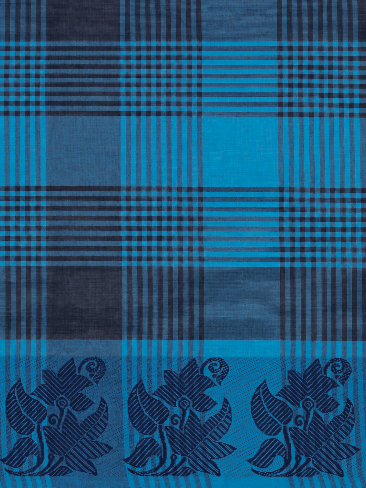 Women Chettinad Cotton Dark Blue Saree CCS14