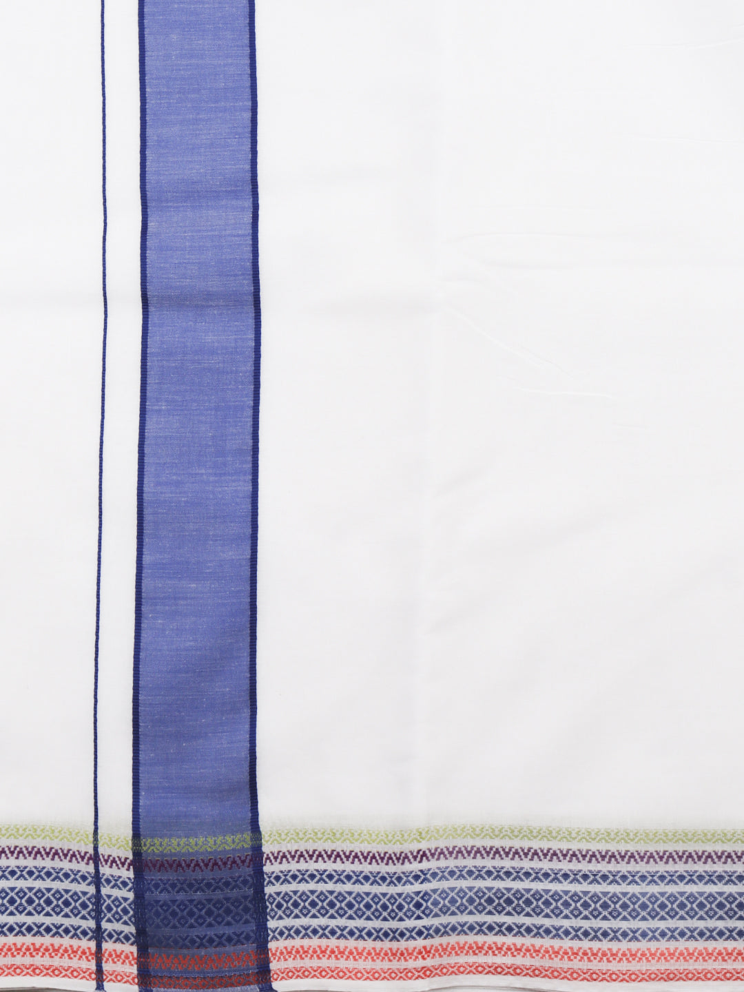 Men Cotton Blue Fancy Border Panchakacham with Angavasthram Srirasthu(9+5) SR48