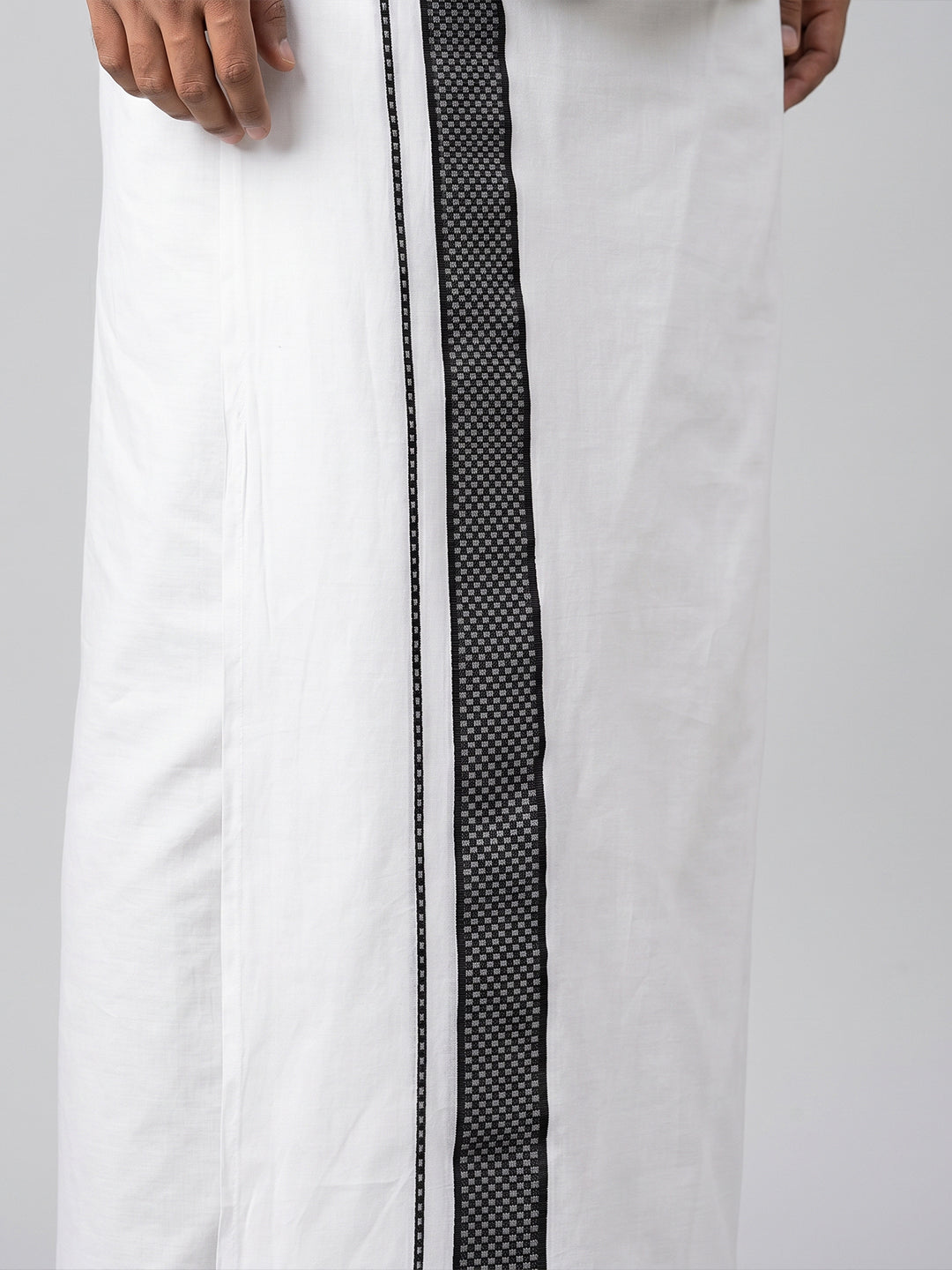 Men Black Matching Border Dhoti With Printed Shirt Set Windsor HNJ6
