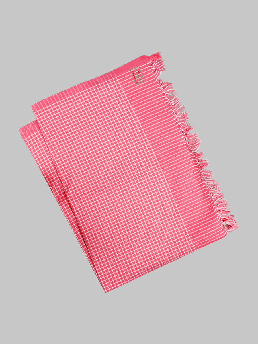 Hero Checked Bath Towel Colour (2 PCs Pack)-Pink
