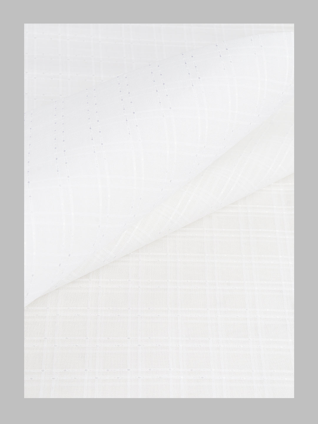 Men Mono Cotton Self Design Shirting White Ideal Dobby 01
