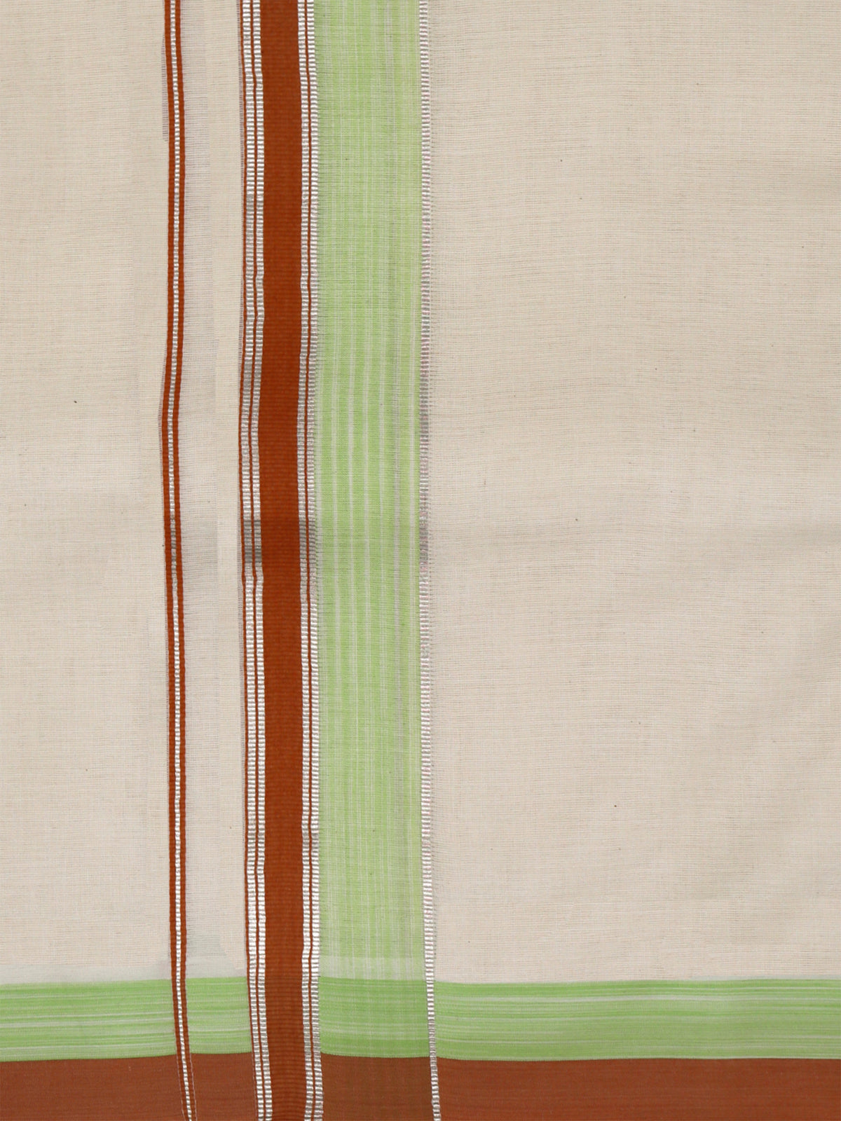 Double Layer Giza Cotton Cream Kora Dhoti with Colour Border - PKJ01