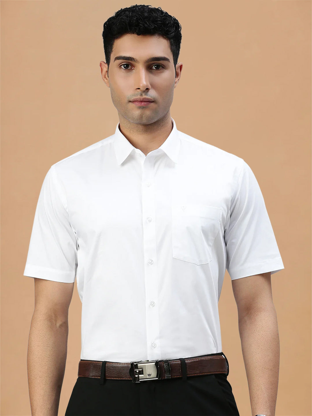 Spill Resistant 100% Cotton White Shirt – Clean White