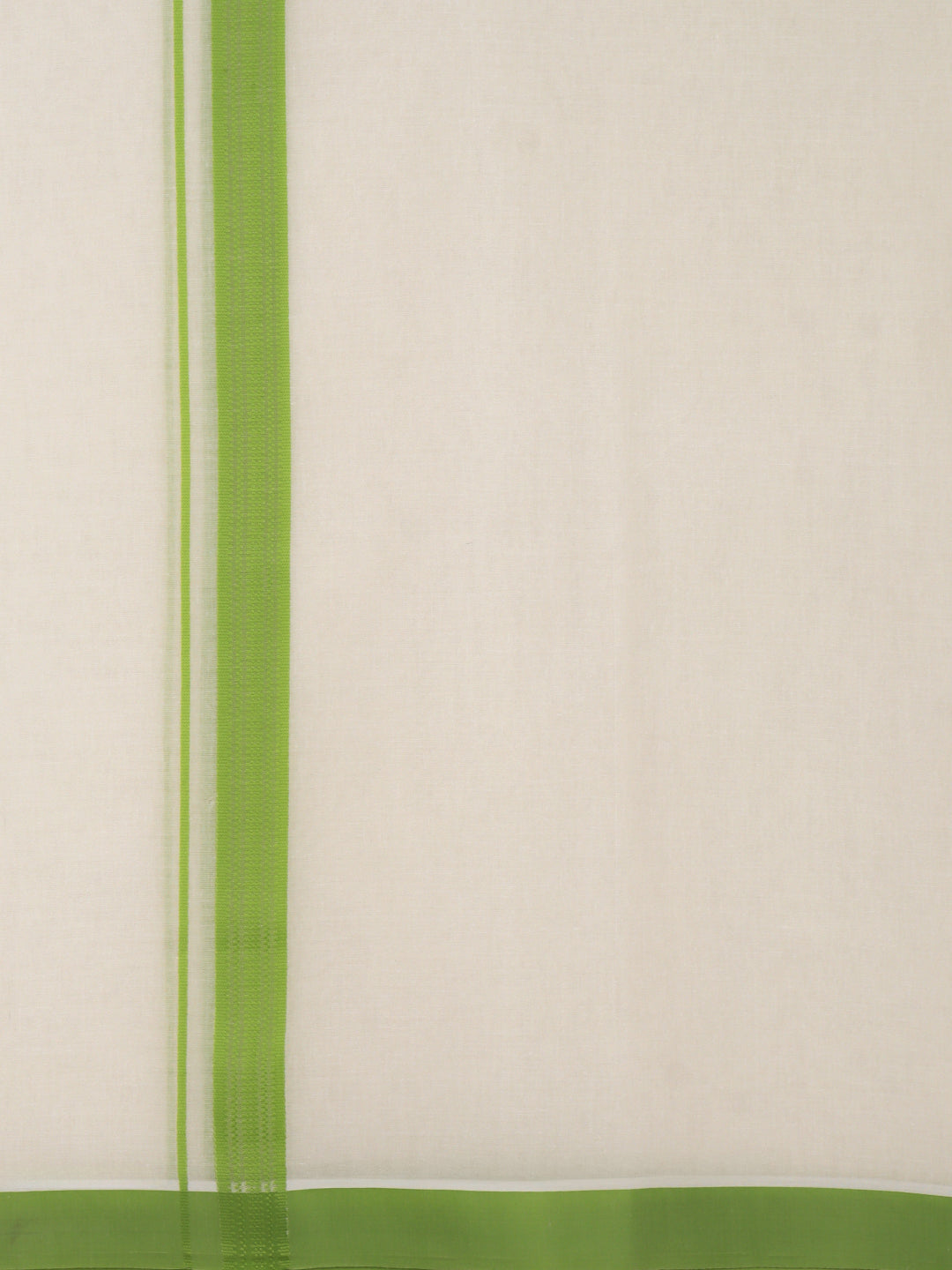 Men Kora Cotton Double Layer Dhoti with Green Fancy Border VKF06