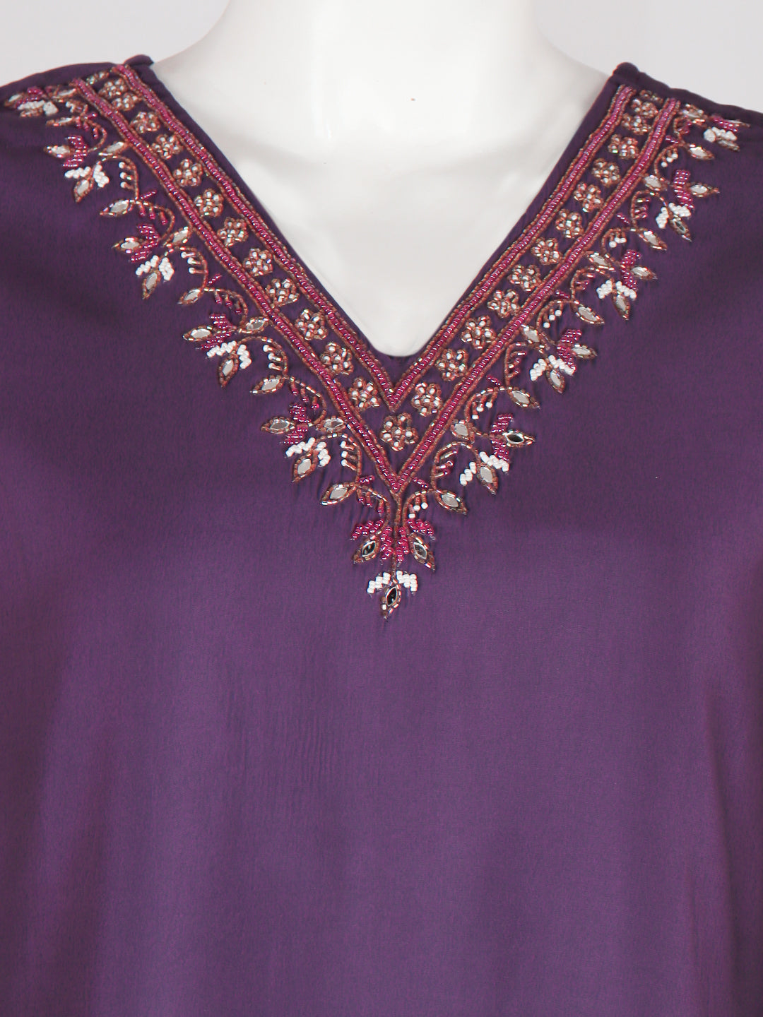 Women Cotton Embroidered Kurti Set Purple EKS42