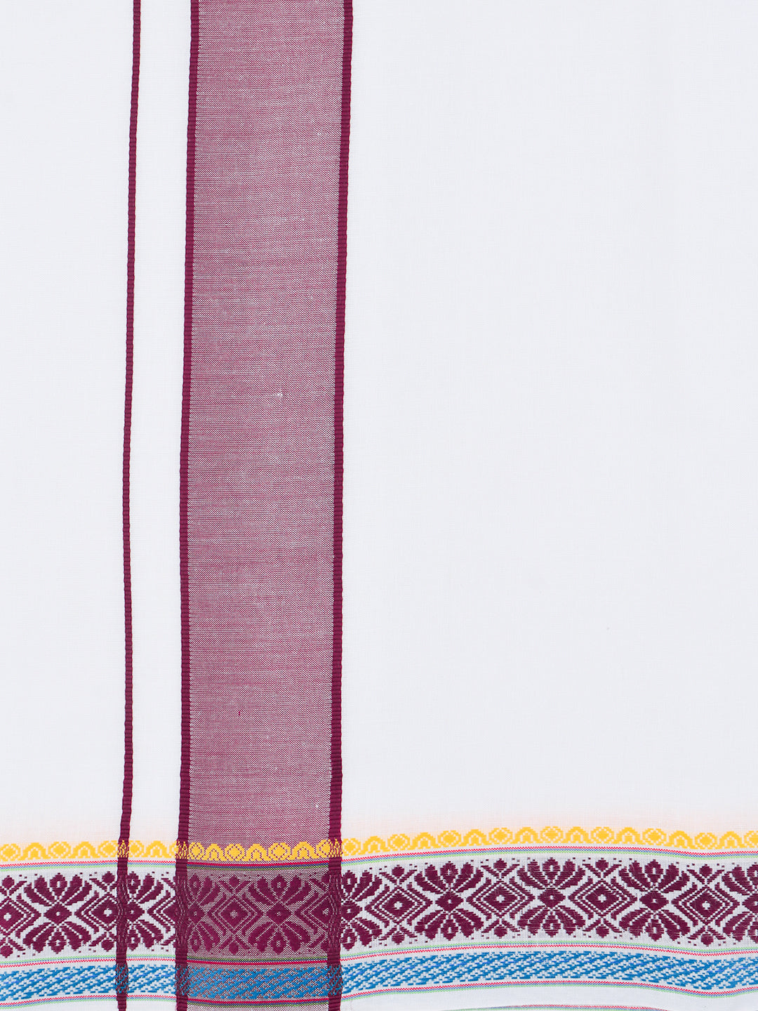 Men Cotton Purple Fancy Border Panchakacham with Angavasthram (9+5) JD12