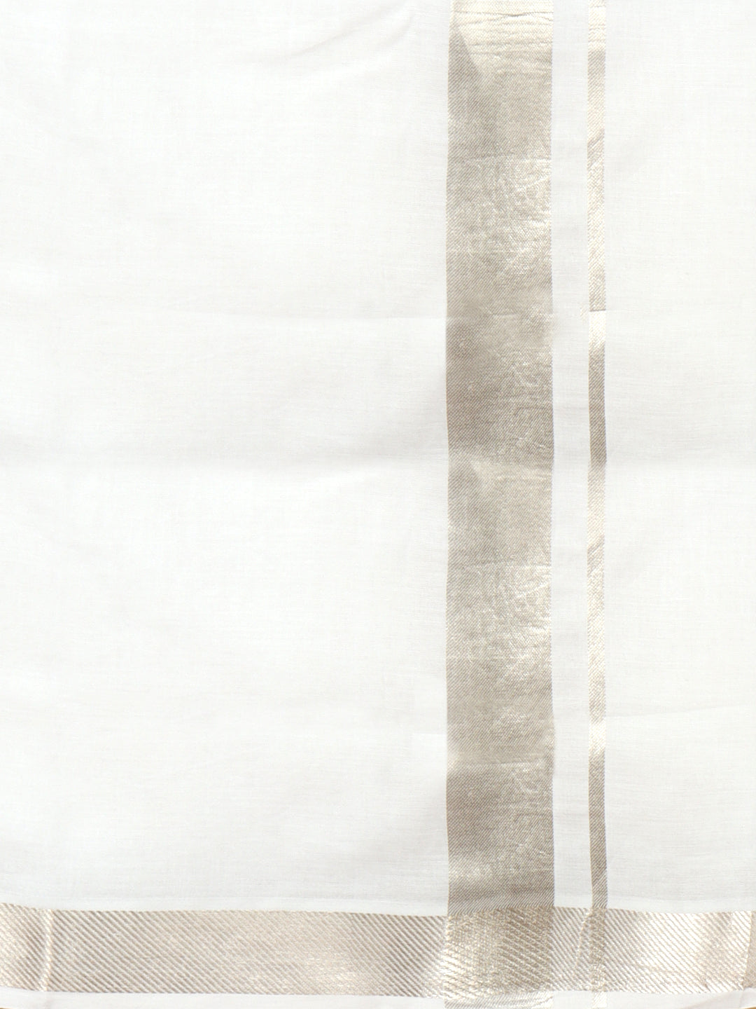 Men Pure Cotton Silver Jari Border Double Dhoti Silver Coin