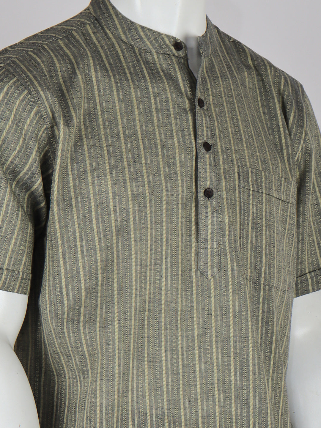 Men Greenish Blue Short Length Kurta with Matching Border Dhoti Set RH03