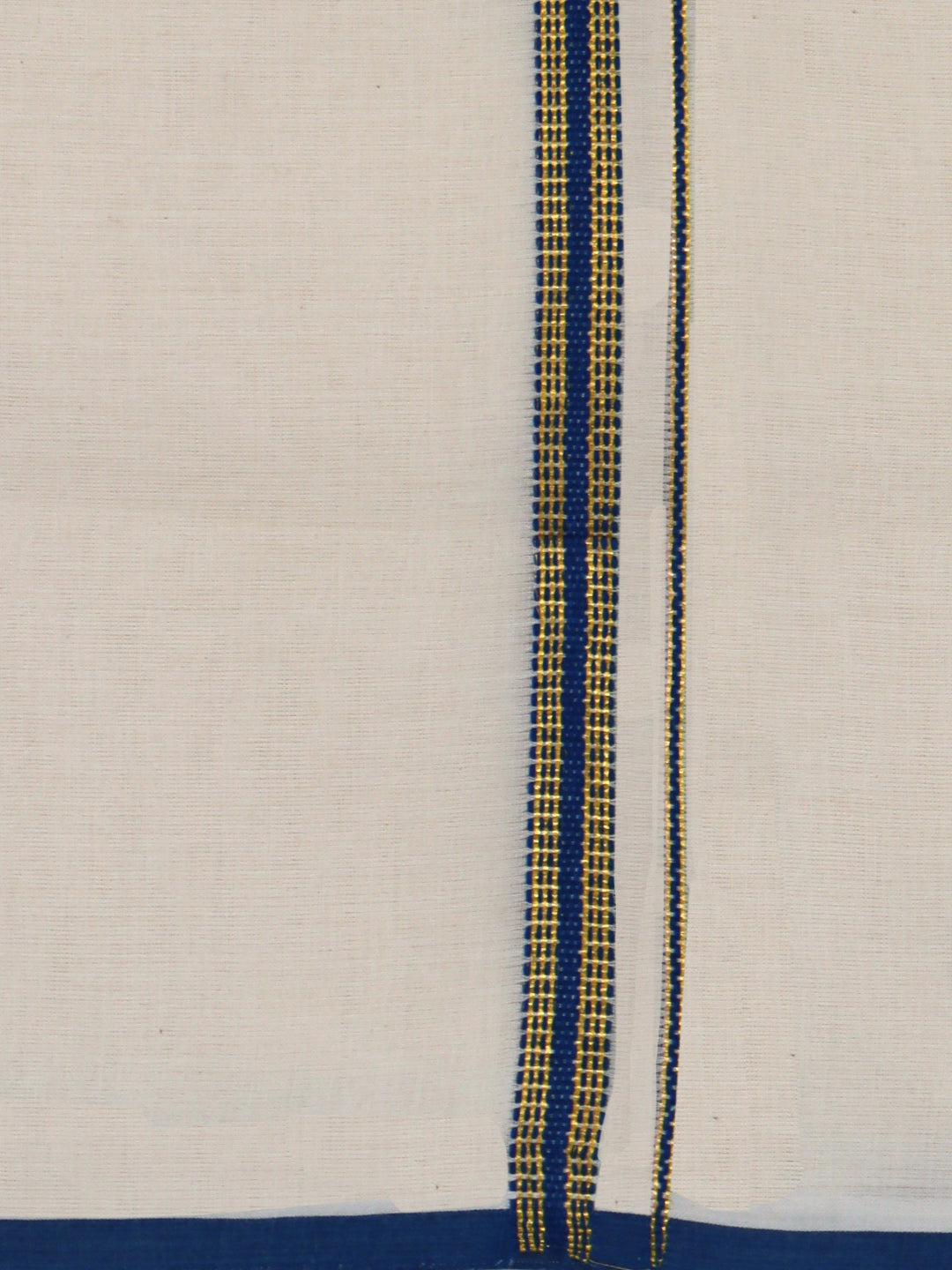 Double Layer 100% Cotton Cream Kora Dhoti with Colour Border - BJK03